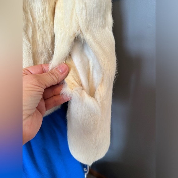Vintage Split End LTD White Rabbit Fur Coat Size Small - Picture 10 of 10